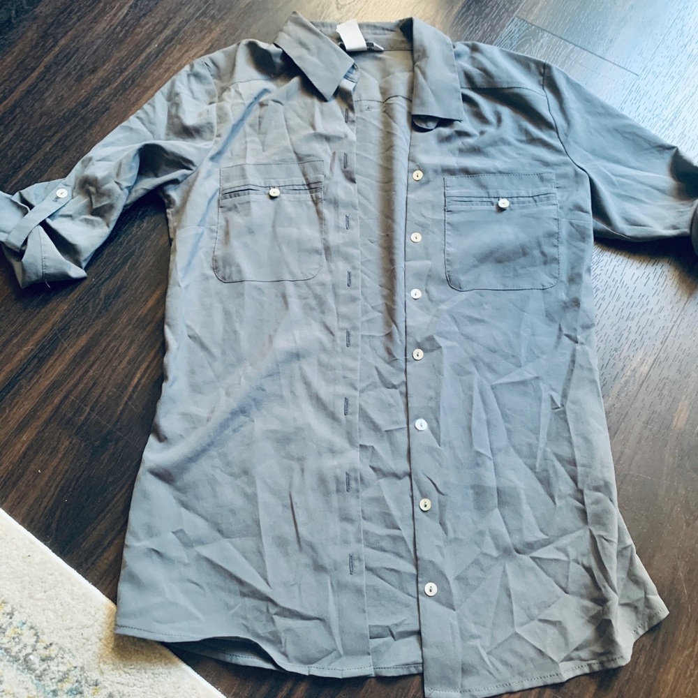 H&M Button-up Blouse (Brand New) in Grey